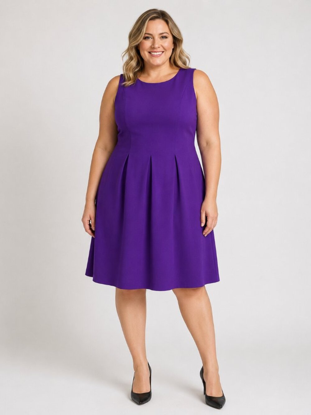 ALYX Limited Purple Fit & Flare Dress Size 14 Sleeveless Pleated